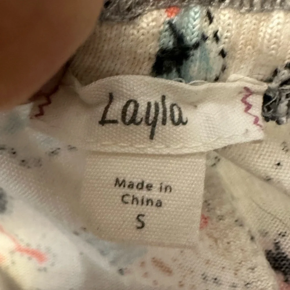 Layla Cream and Gray Cartoon Animal Pajamas size S